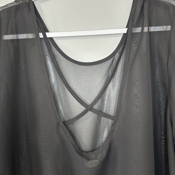 Ali & Kris Womens Size 3X Super Sheer Lace Trim Blouse Strappy Criss Cross - Picture 5 of 10